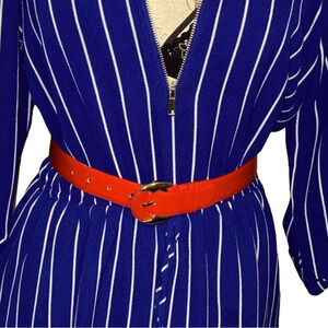 VINTAGE Bonded Leather w Large Gold Buckle Waist Cinch Belt Size Small